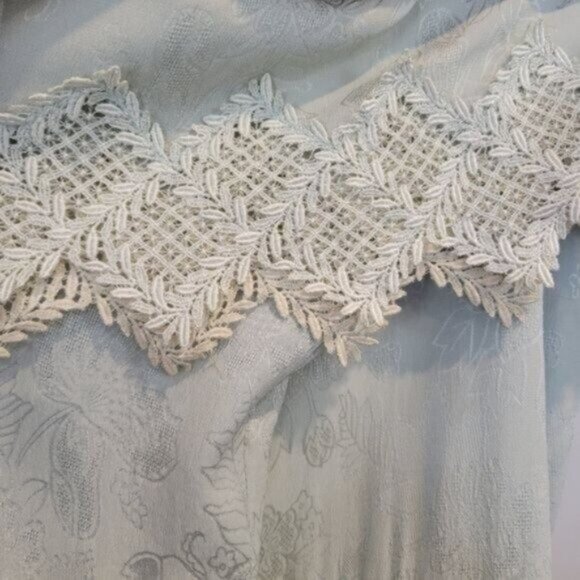 Vintage Carol Peretz 100% Silk Floral Lace Shoulder Hem Midi Maxi Dress - Picture 8 of 13